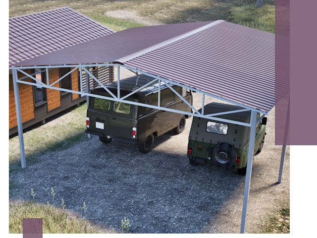 Двускатные навесы под ключ в Ульяновске — изготовление и монтаж